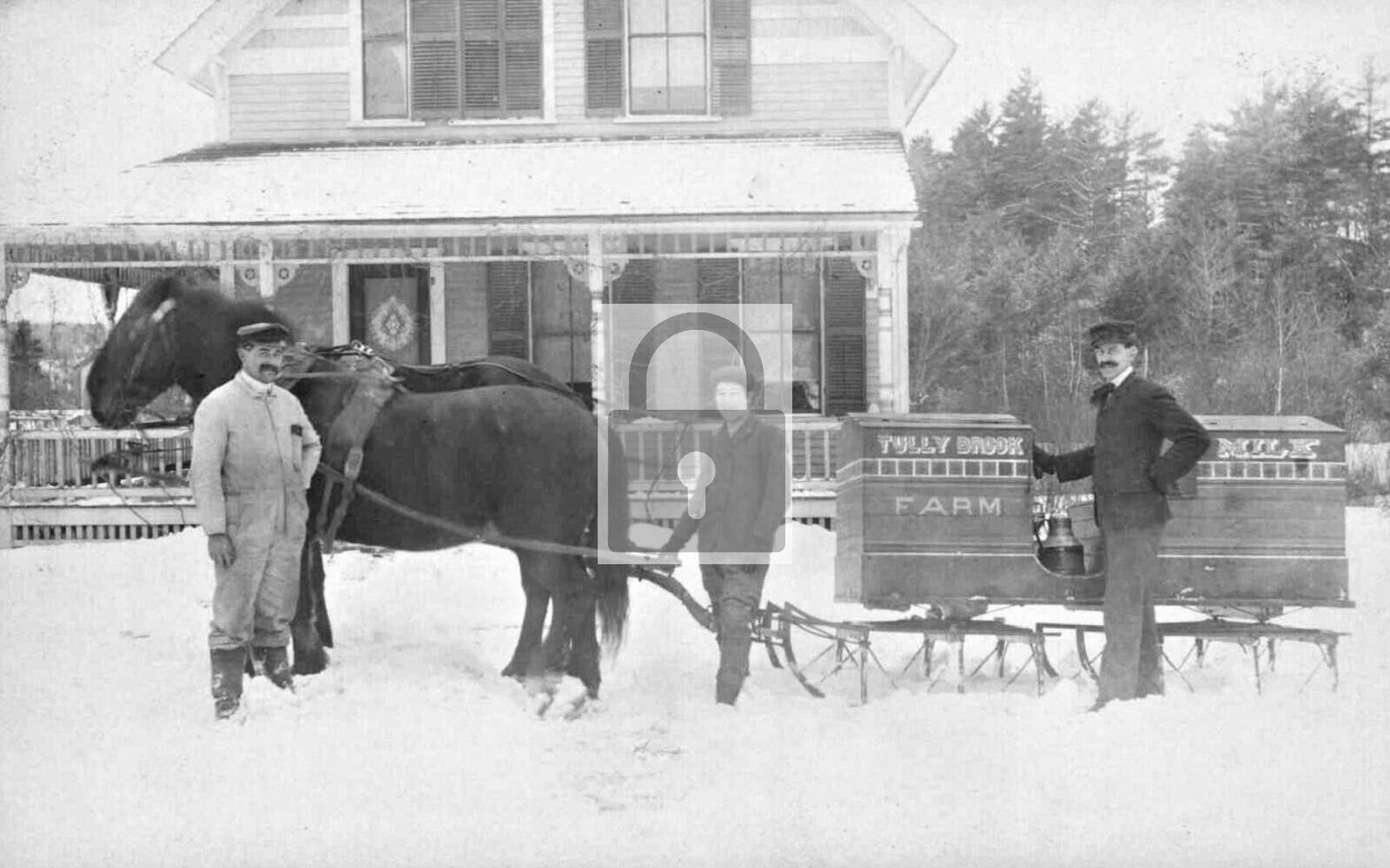 Tully Brook Milk Farm Horse Sleigh Athol Massachusetts MA Reprint Postcard