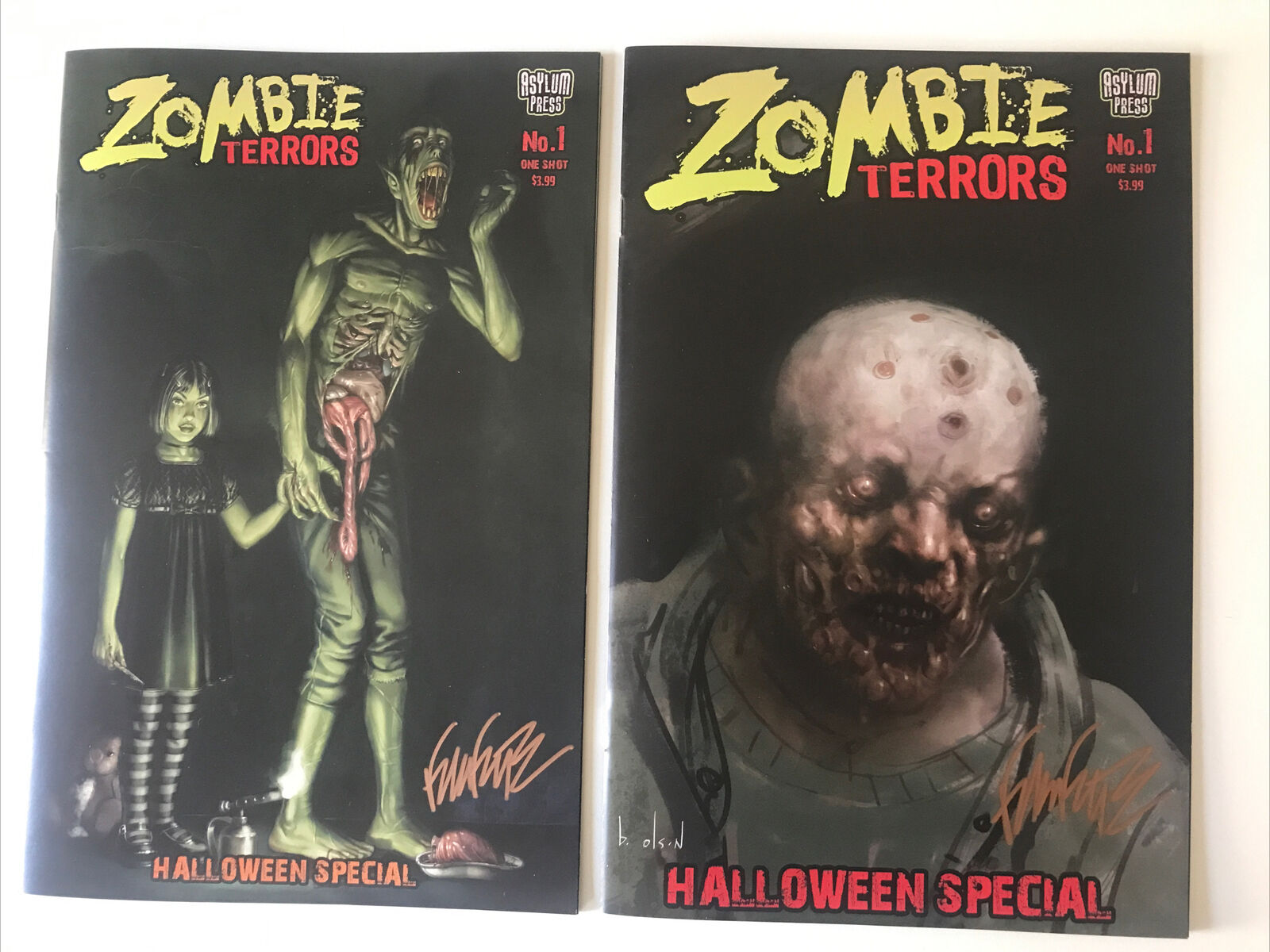 ZOMBIE TERRORS comic lot   #1 NM/M Signed By Artist Frank Forte With COA Horror