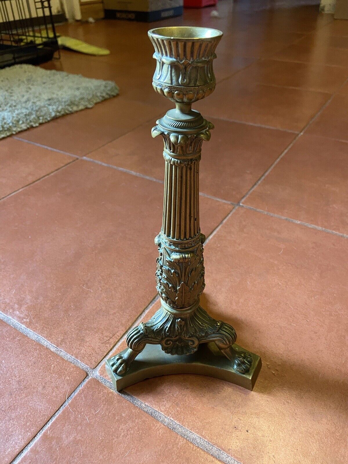 French Empire Style Candlestick- Lion Paws, Fluted Columns - Beautiful