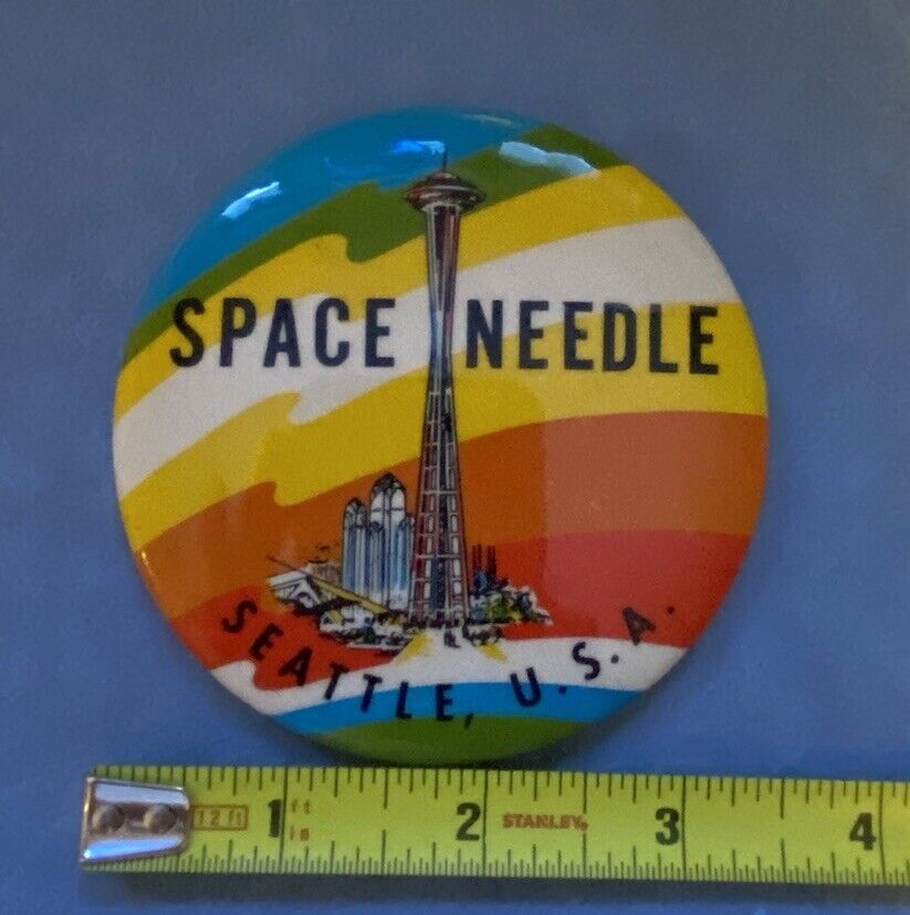Seattle USA Space Needle Washington Large Vintage Button Pinback