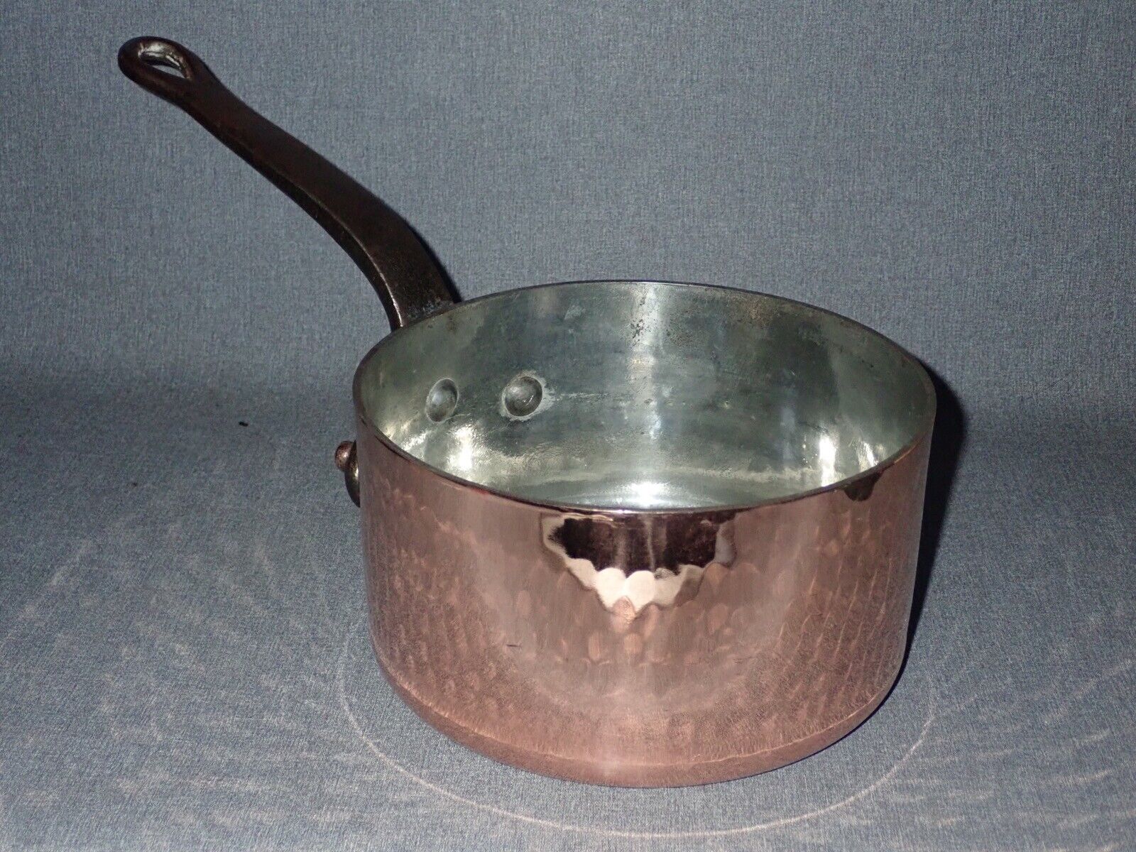 Vintage Mauviel 18.5cm Hammered Copper Sauce Pan 3mm Wall