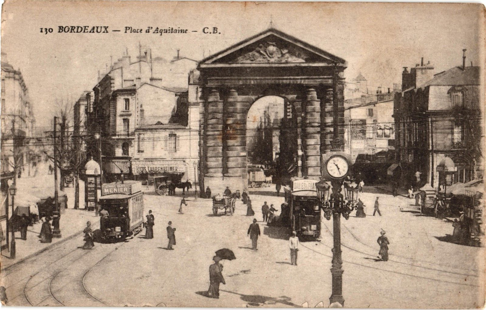 Art Drawing of Place d\'Aquitaine in Bordeaux France Vintage Postcard