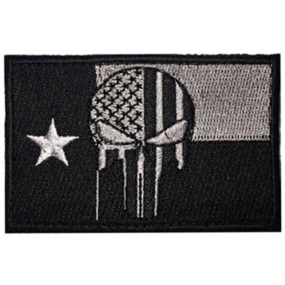 TEXAS TX FLAG PUNISHER USA ARMY U.S. BADGE TACTICAL PATCHES 3D PATCH -03