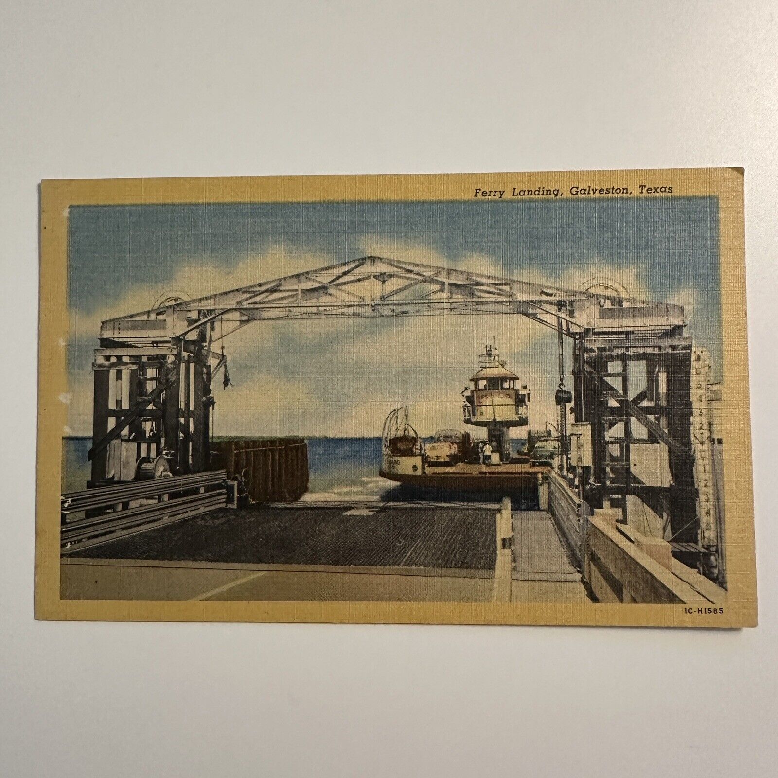 Postcard Ferry Landing Galveston Texas  Vintage Unposted c1940s Linen