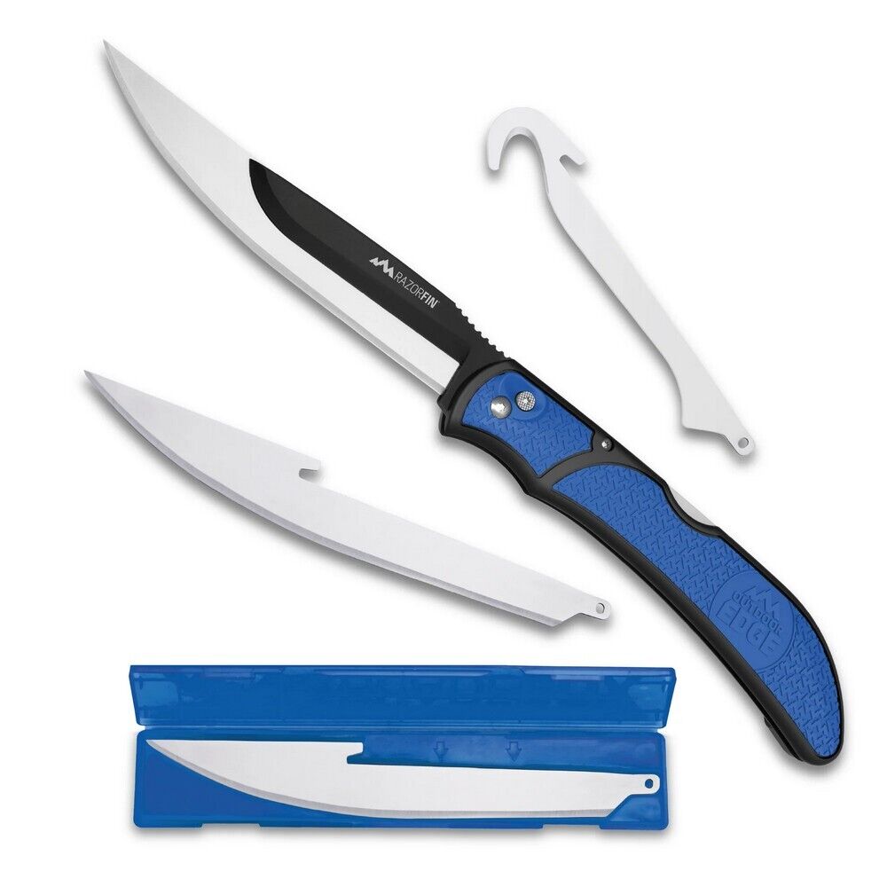 Outdoor Edge Razor Fin Lockback Blue Folding Knife Blade Set - RFU-50C