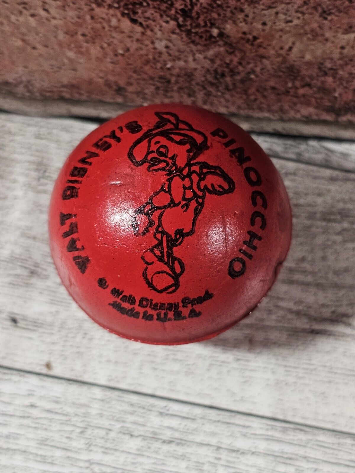 Vintage Walt Disney Production Pinocchio Red Foam Ball Advertising