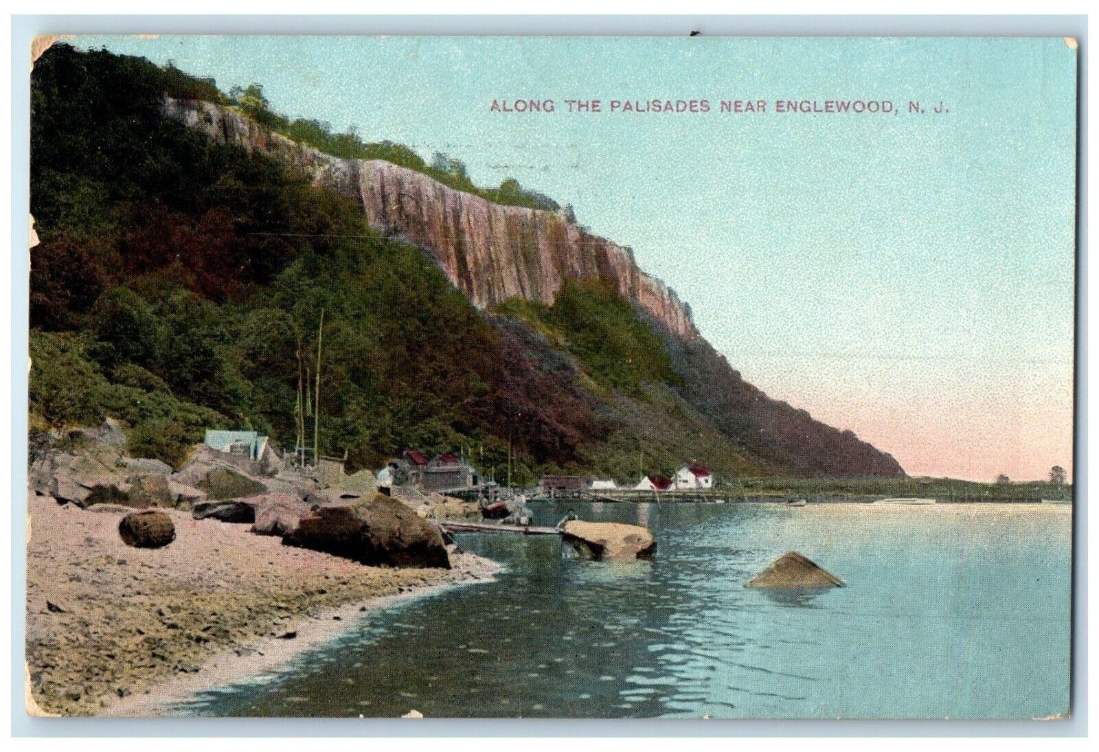 1918 Scenic View Along Palisades Englewood New Jersey NJ Antique Posted Postcard