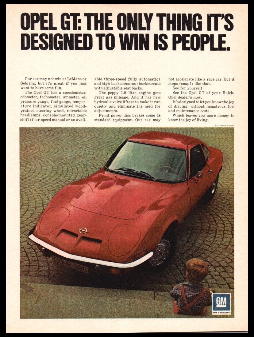 1971 General Motors Opel GT-Vintage red car photo print ad-Man Cave, Garage