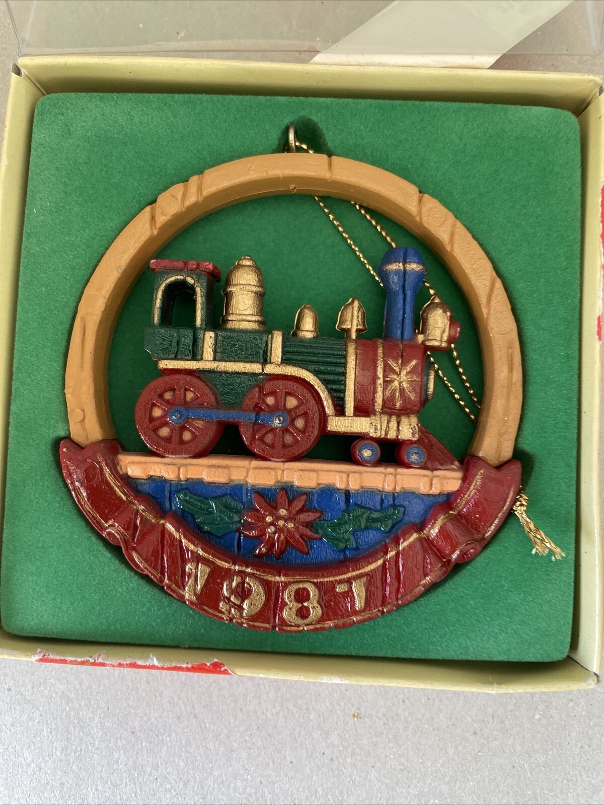 Vintage 1987 Christmas Train Ornament By Rex & Lee 3.5”
