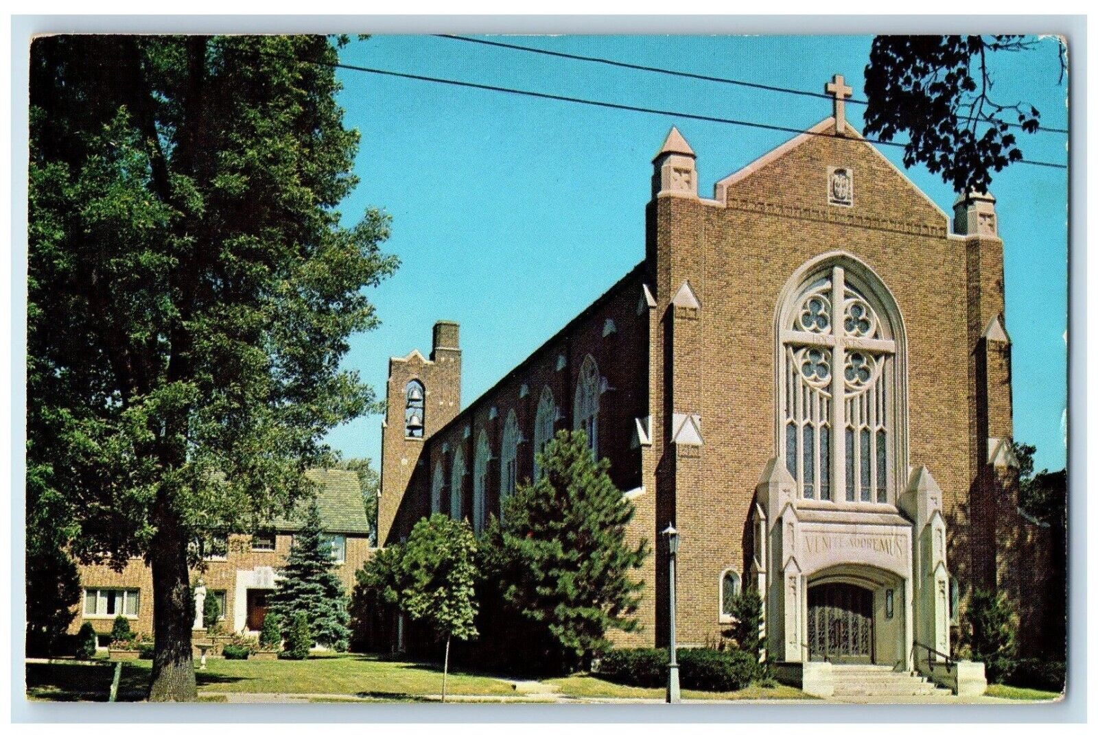 c1960's Holy Cross Church And Rectory Mendota Illinois IL Vintage Postcard