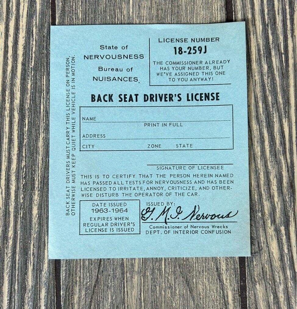 Vintage 1963 1964 Back Seat Drivers License Blue Paper Diamond Jim’s Nevada Club