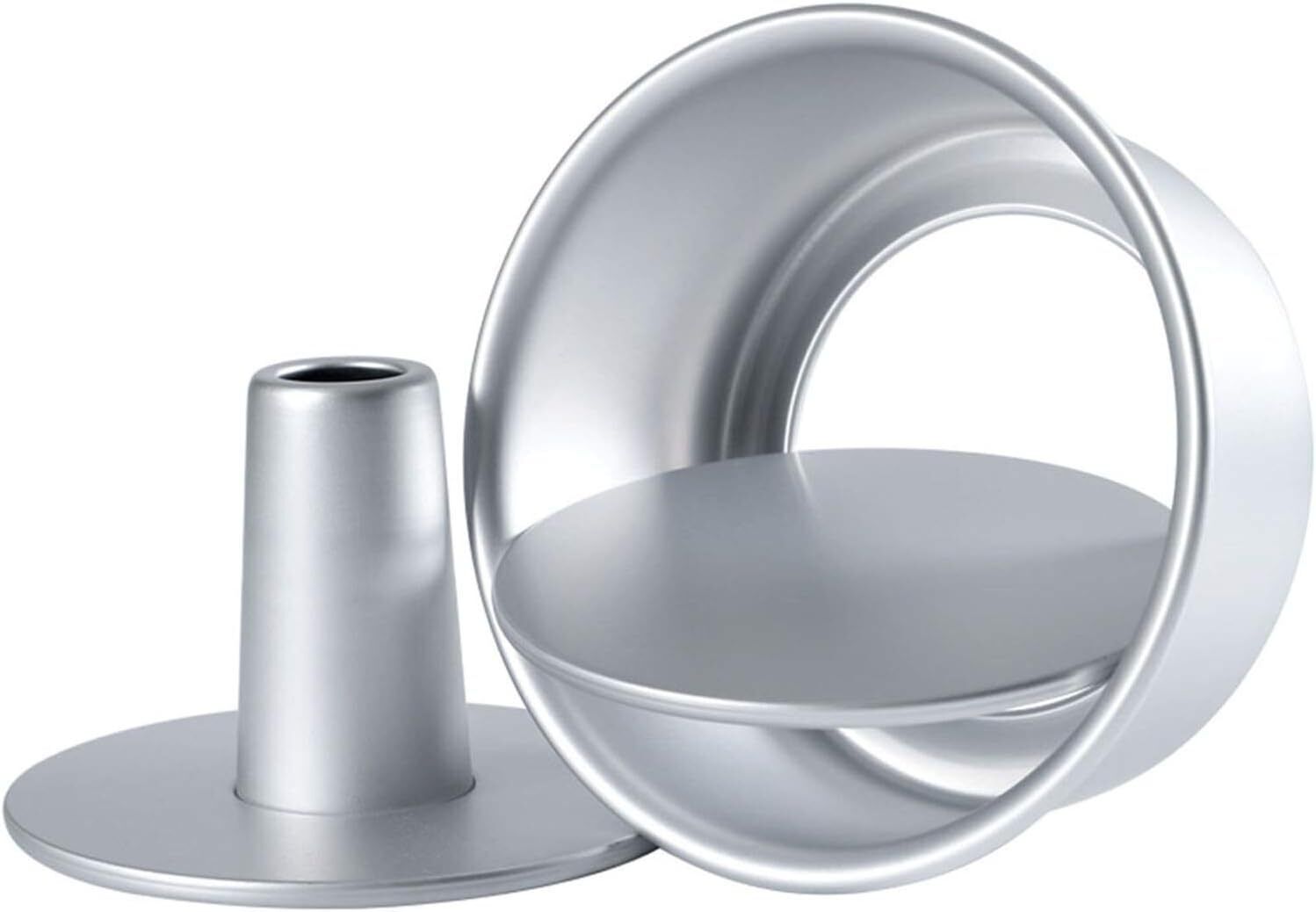 Tosnail 3 Pieces 6 Inches Aluminum Angel Food Cake Pan Round Silver 