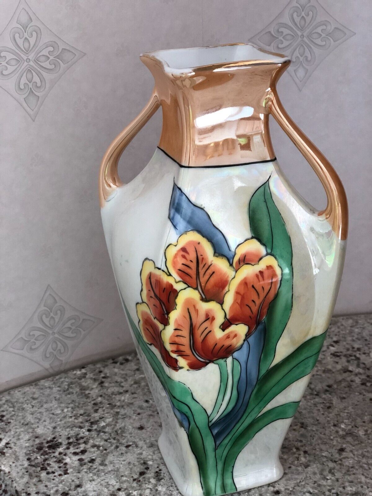 Lovely Vintage Deco  Luster Noritake Floral Vase