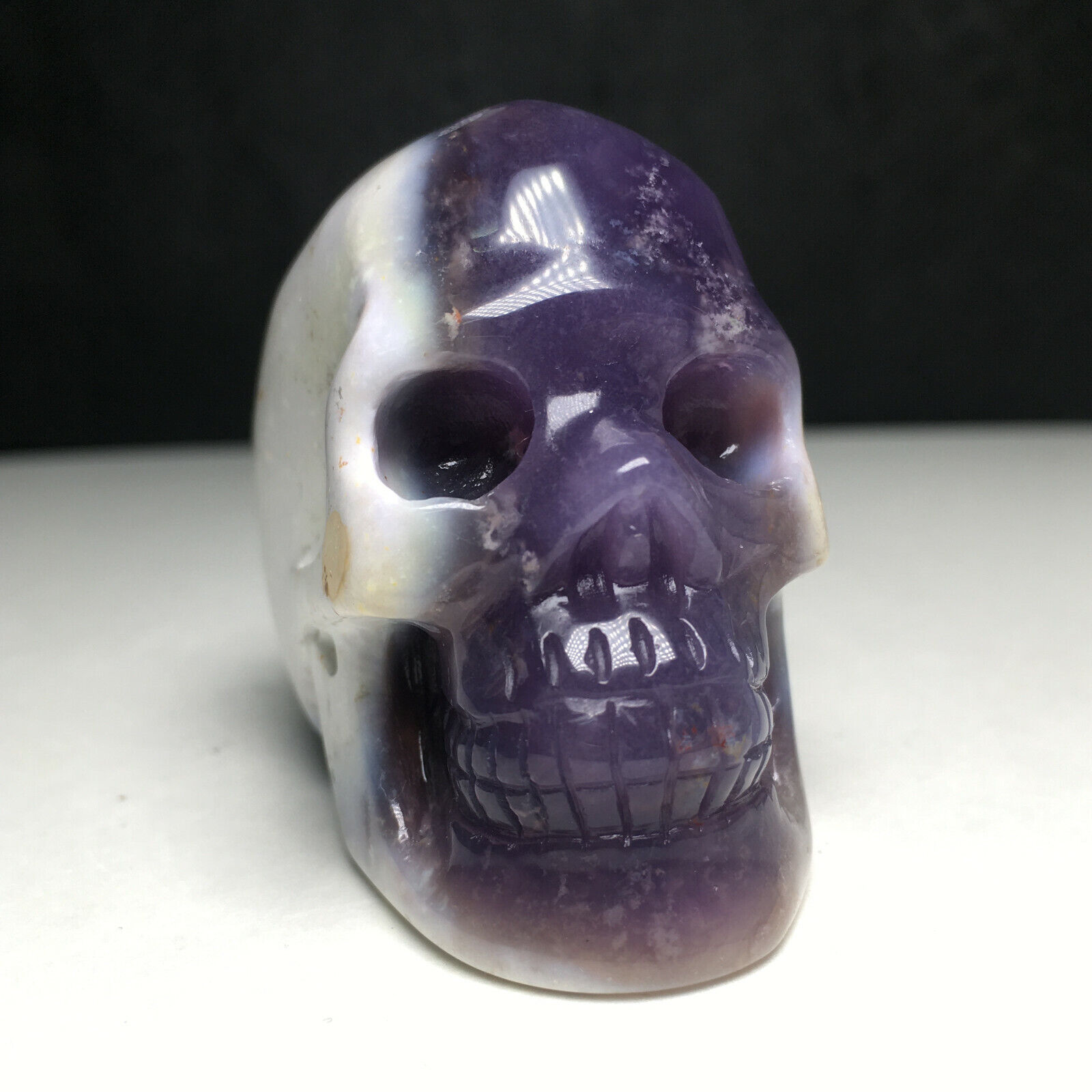 93g Natural Crystal Specimen. Purple agate. Hand-carved Exquisite Skull.GIFT,SW