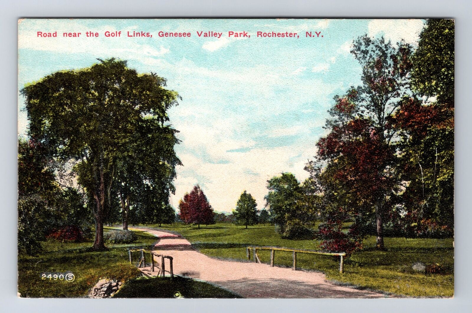 Rochester NY-New York Road Near Golf Links, Genesee Valley Park Vintage Postcard
