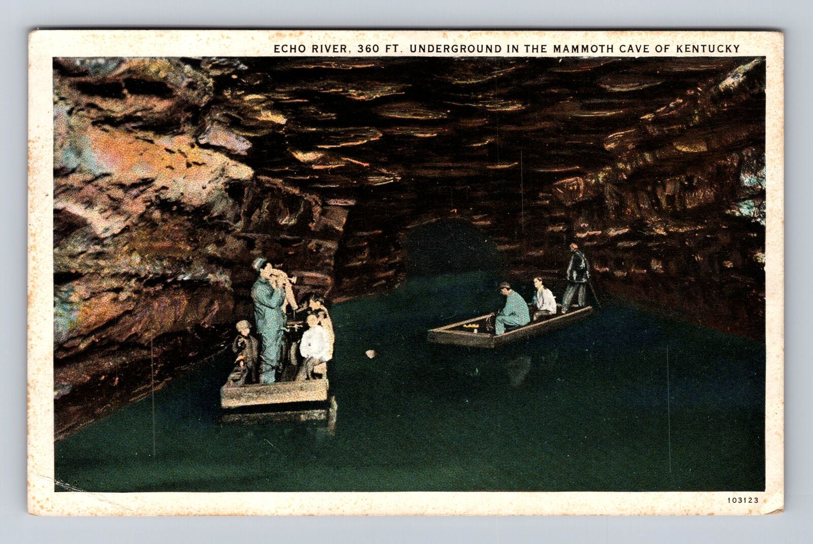 Mammoth Cave KY-Kentucky, Echo River, Underground, Vintage Card c1930 Postcard