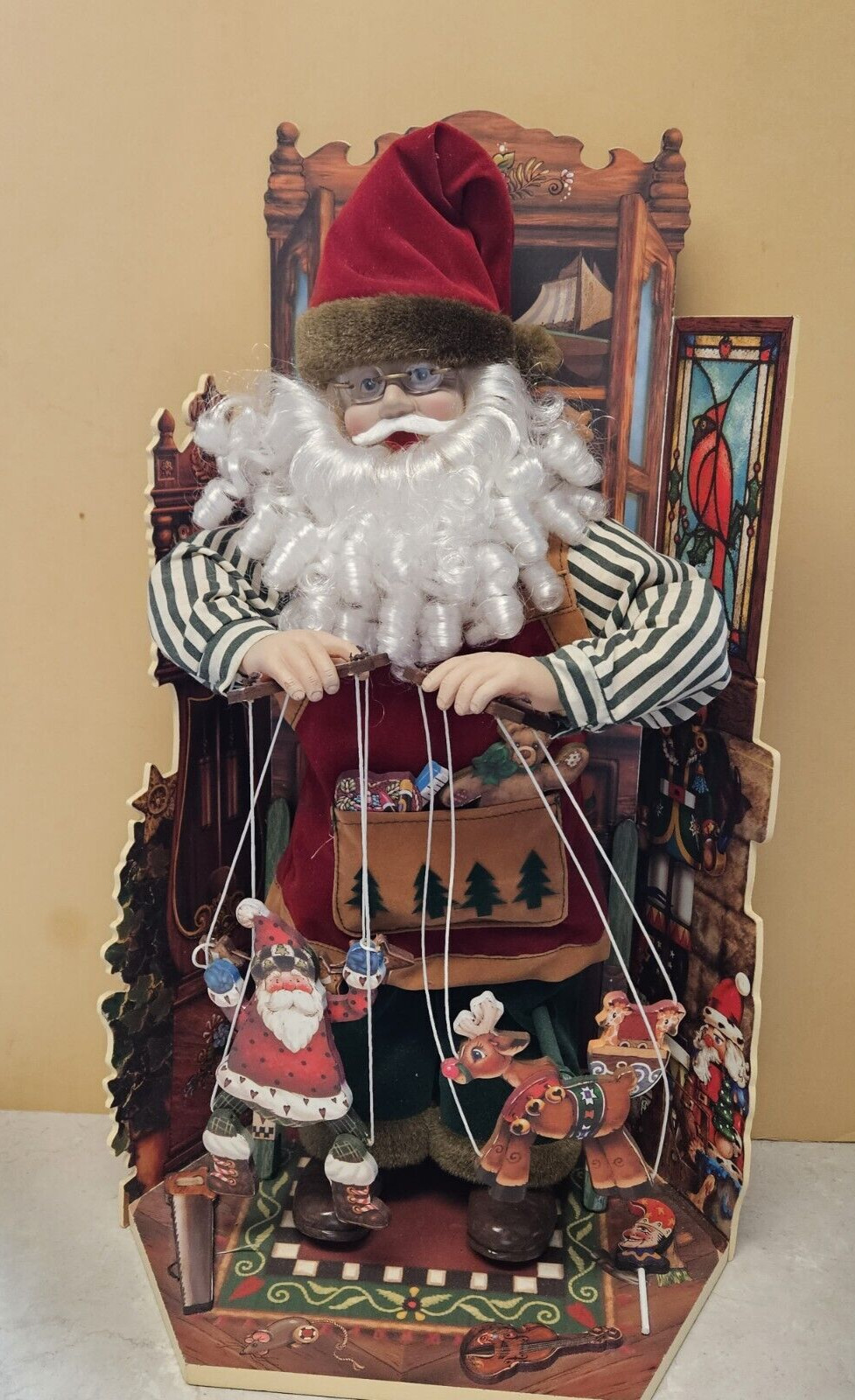 Telco Santa Puppeteer 2001 Marionette Puppet Wind Up Animated Christmas In Box