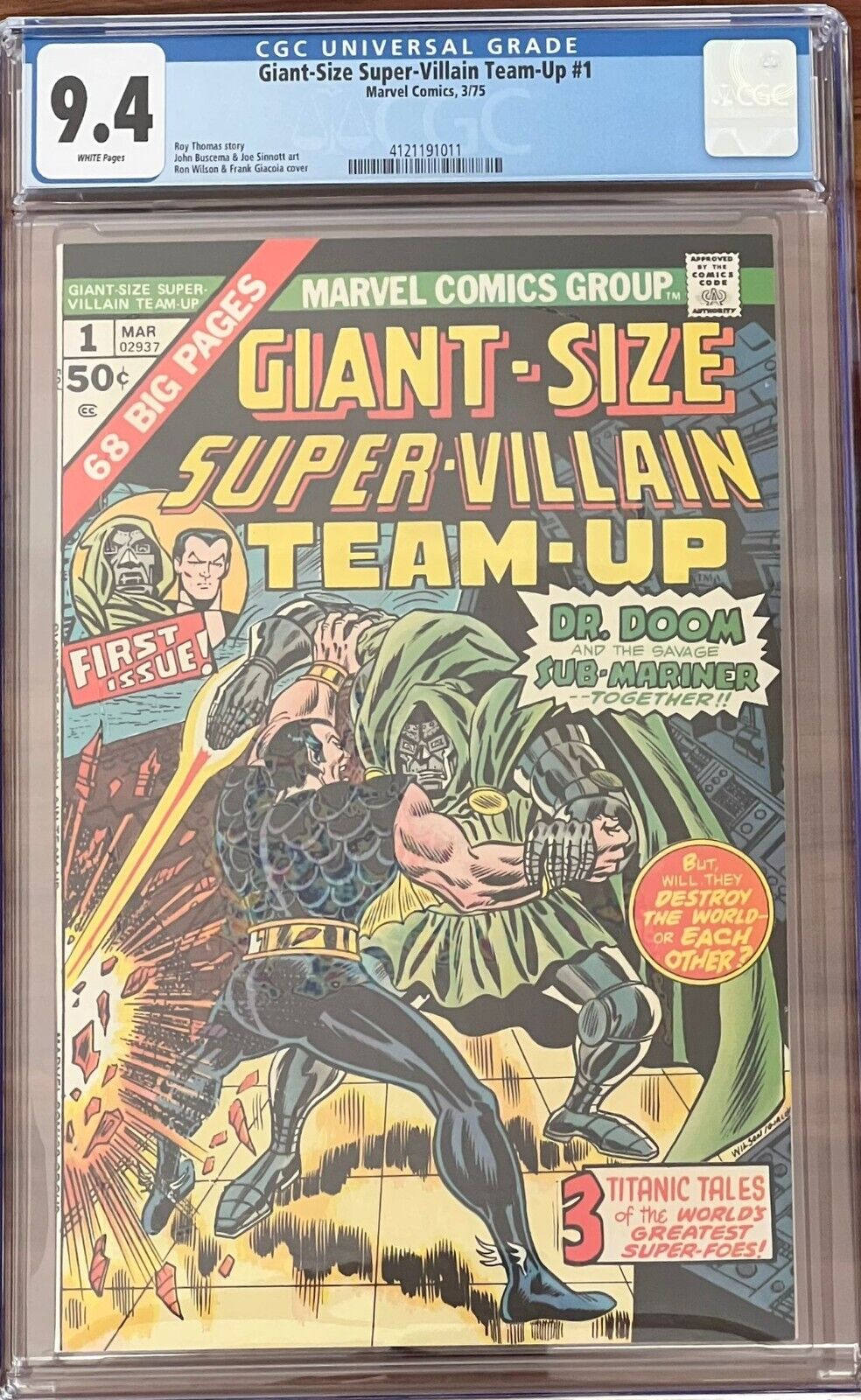 1975 Giant-Size Super-Villain Team-Up #1 CGC 9.4 Dr Doom Sub-Mariner