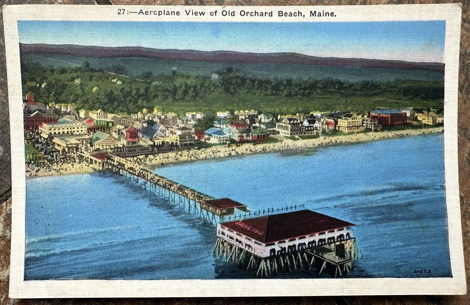 1930’s Postcard Aeroplane View Of Old Orchard Beach Maine ME Vintage Unposted