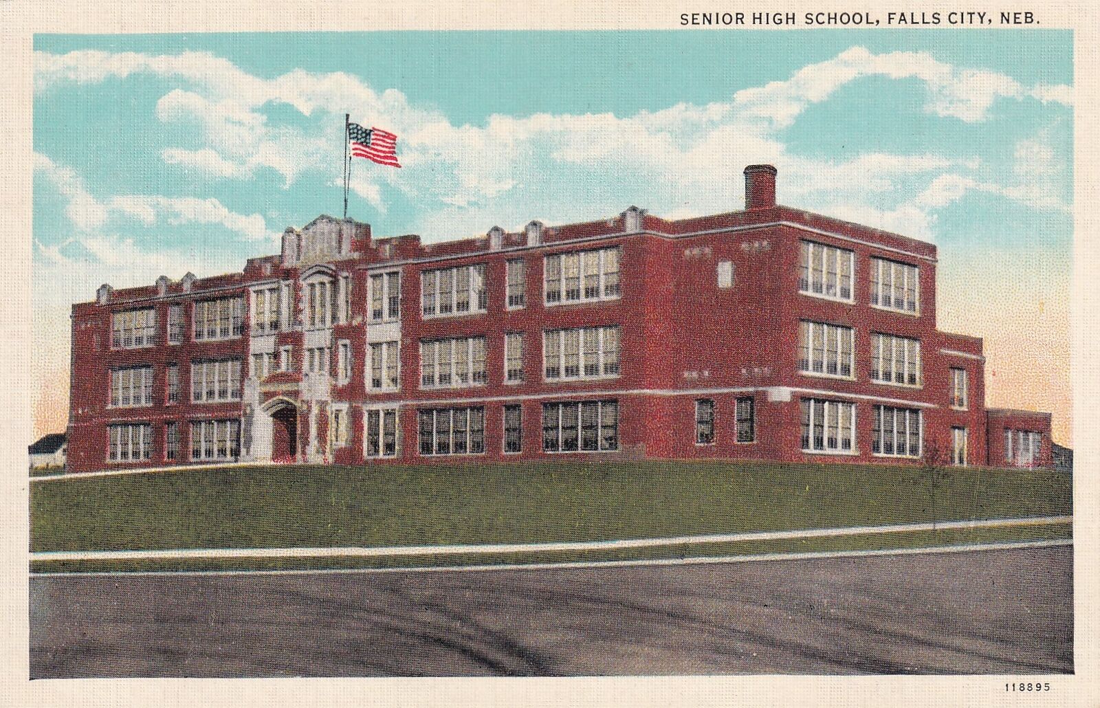 Falls City Nebraska NE Senior High School Postcard D24