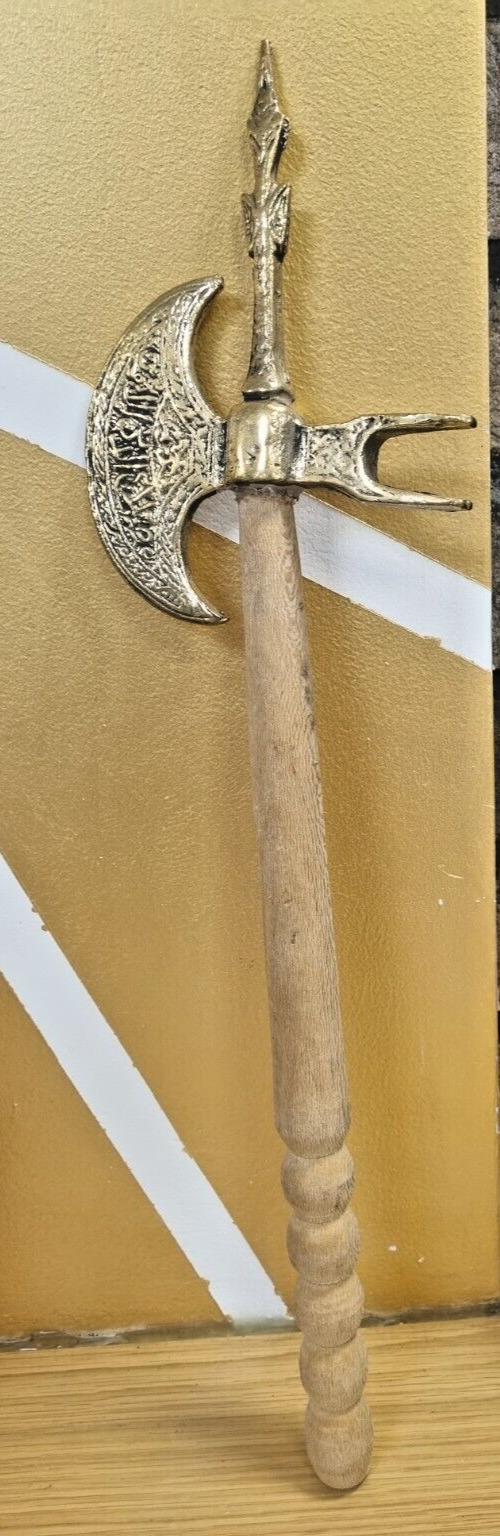 Vintage Traditional and light Axe to decorate, a wooden hand and goldened metal
