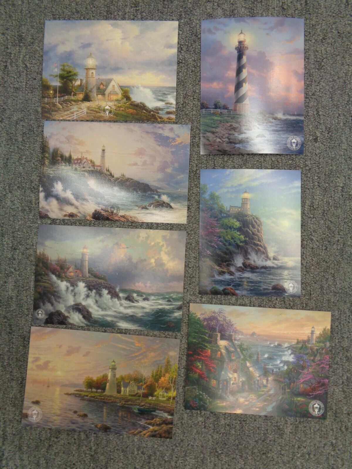Thomas Kinkade Postcards-group of 7 Lighthouse cards-Lithograph