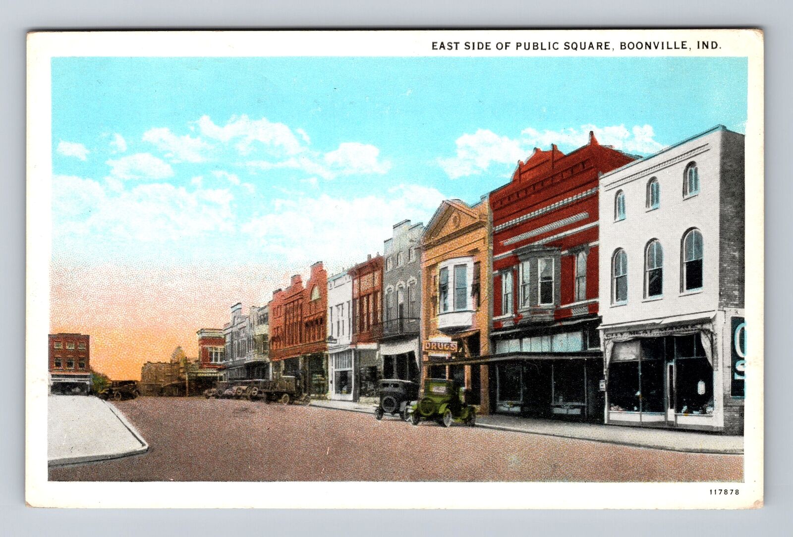 Boonville IN-Indiana, East Side of Public Square, Antique Vintage Postcard