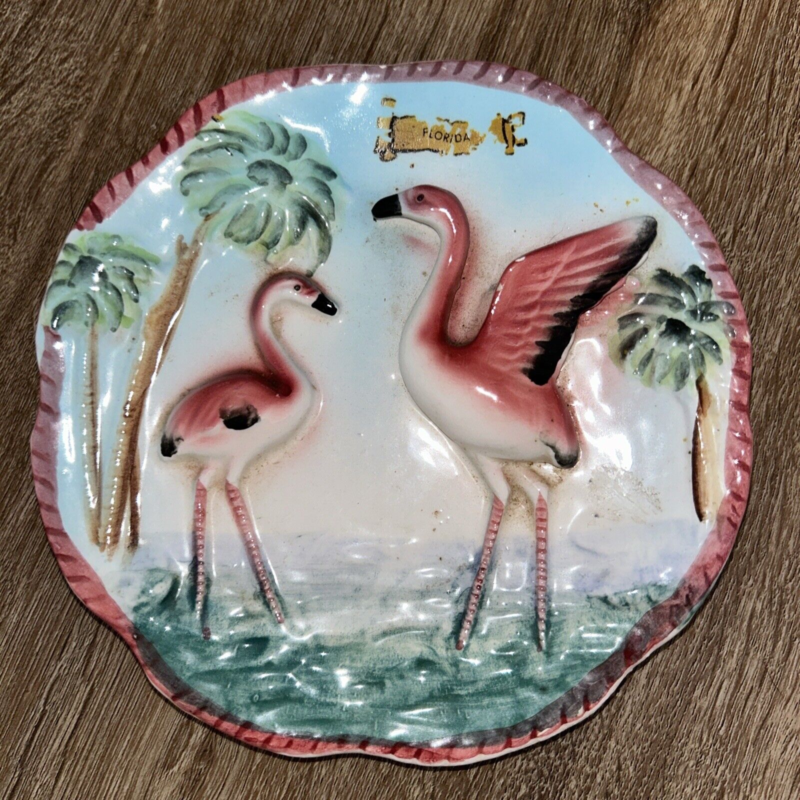 MCM Vintage Flamingo Plate/Wall Pocket