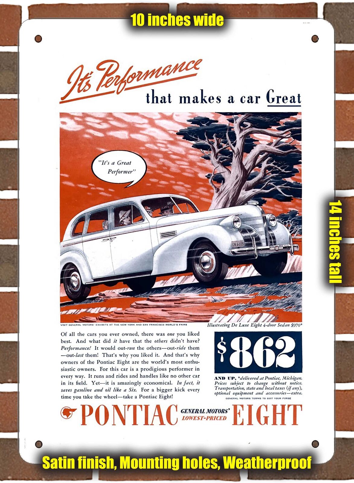 METAL SIGN - 1939 Pontiac Vintage Ad 01