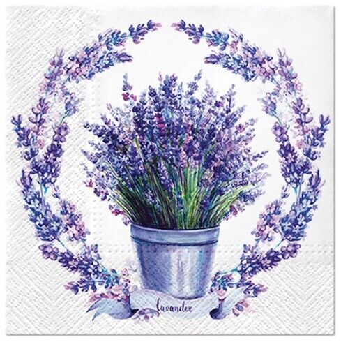 Two Individual Luncheon Decoupage Paper Napkins Herbs Lavender Spring Provence