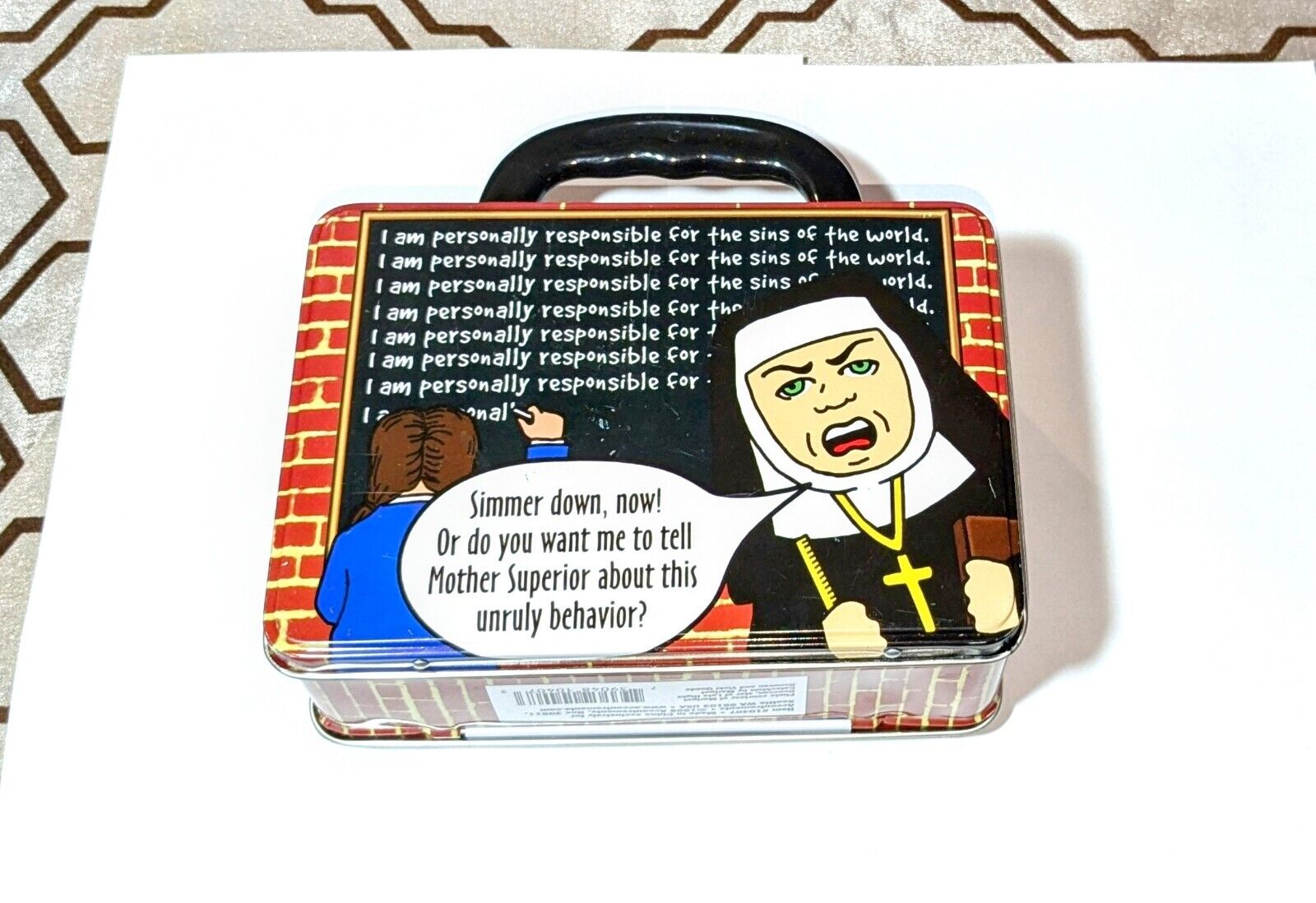  1998 Accoutrements Nun Sister Strikes Again:Late Nite Catechism Lunch Box Tin