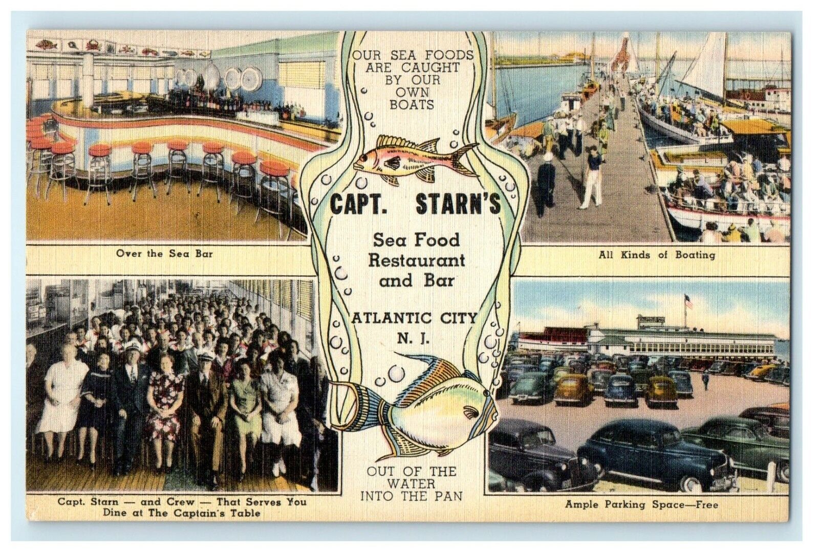c1950\'s Capt. Starn\'s Restaurant And Boating Center Atlantic City NJ Postcard