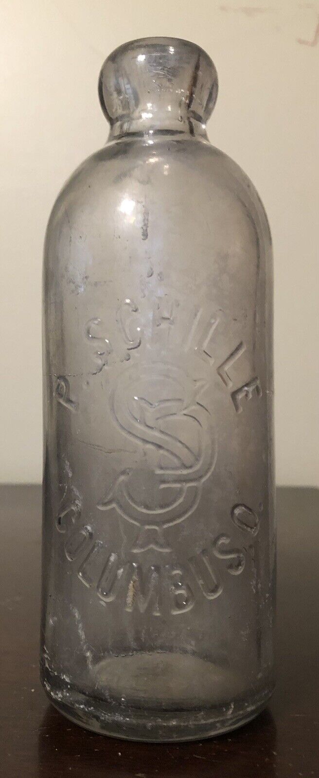 Antique P. SCHILLE Hutchinson Soda Bottle Monogram - Columbus, Ohio (OH)