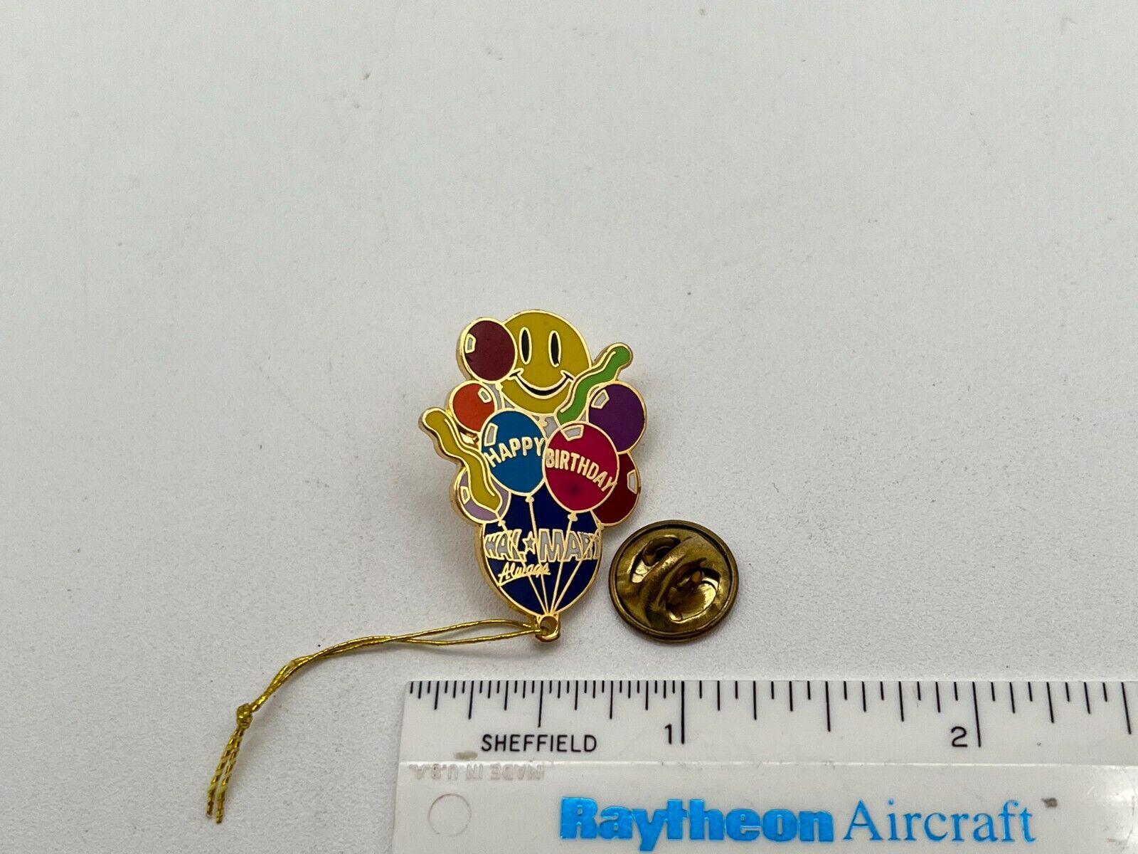 Vintage Walmart Always Happy Birthday Balloons Employee Hat Lapel Pin