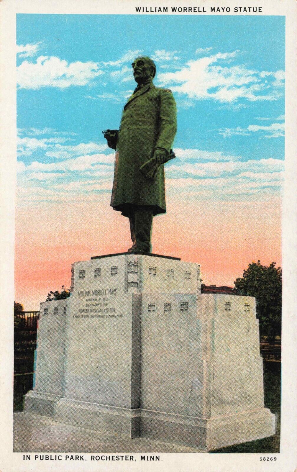 William Worrell Mayo Statue, Rochester Minnesota Vintage PC
