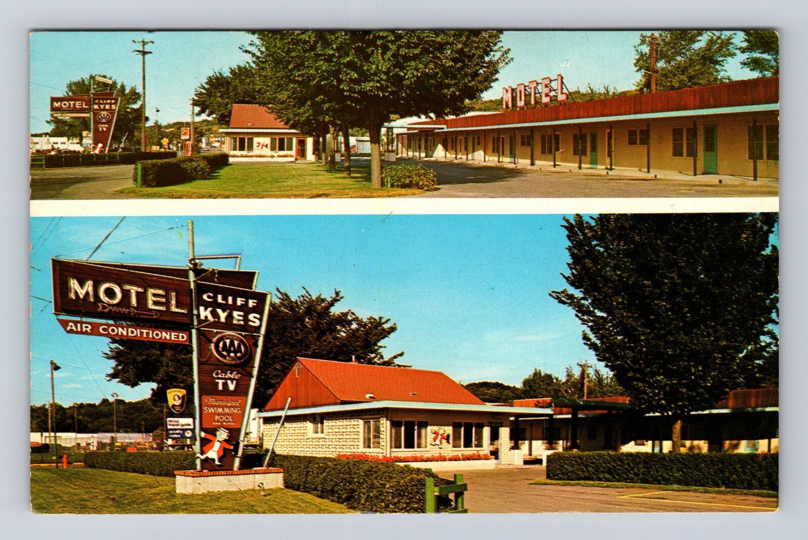Mankato MN-Minnesota, Cliff Kyes Motel, Advertising, Antique Vintage Postcard