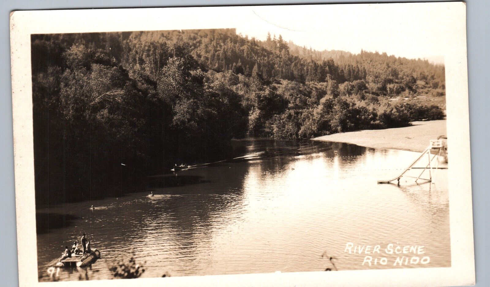 RIVER SCENE rio nido ca real photo postcard rppc california history swimming