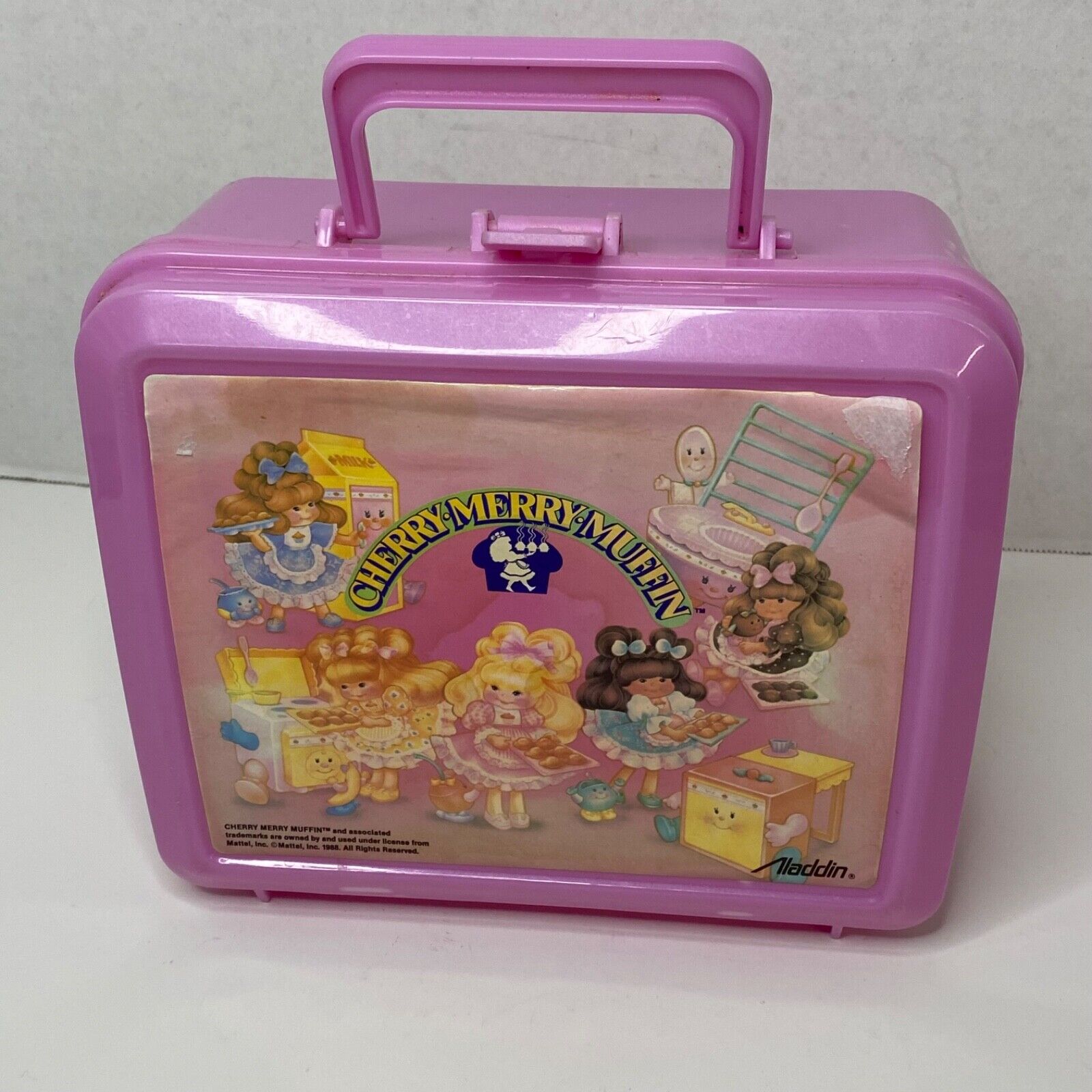 Vintage Pink Plastic Cherry Merry Muffin Alladin Lunchbox NO Thermos 1988