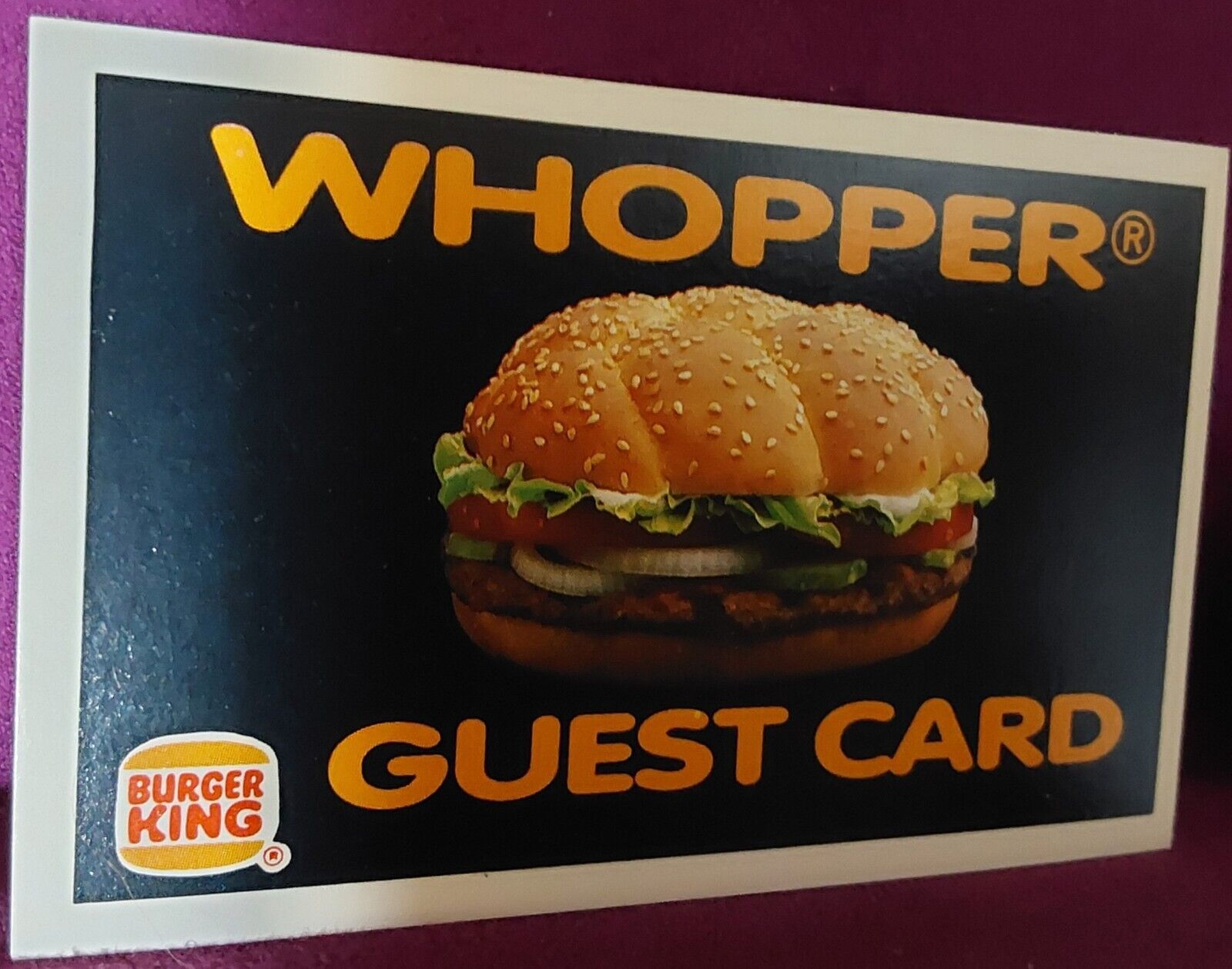 Burger King V.I.P. 1995 WHOPPER GUEST CARD