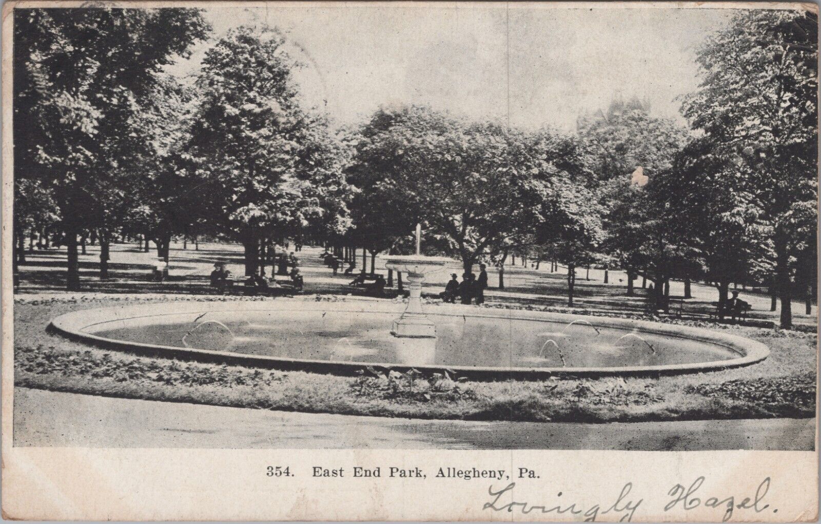 East End Park, Allegheny, PA Pennsylvania Fountain Benches 1907 Postcard 7270a