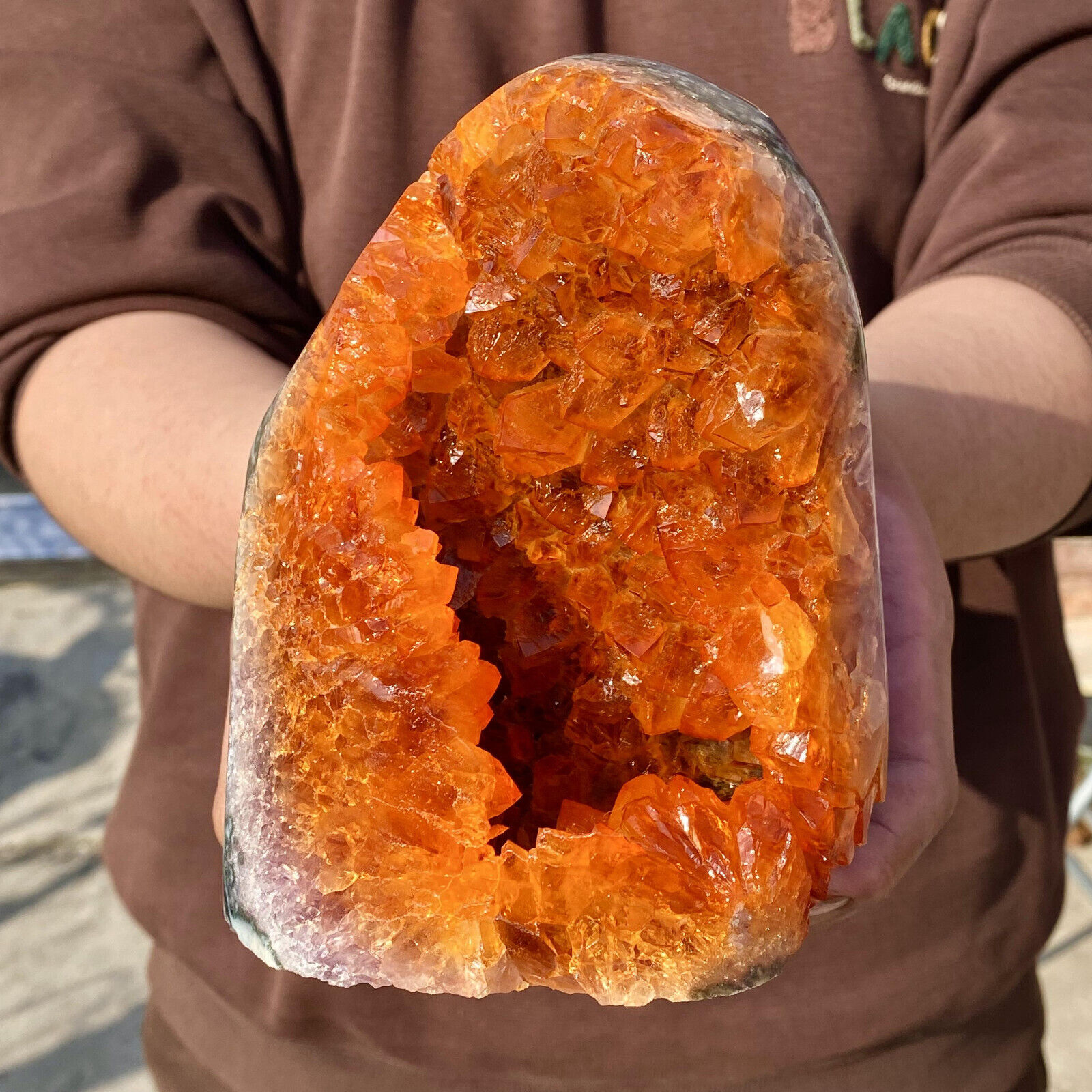 4.3LB Natural citrine geode quartz cluster crystal Cathedrals specimen Healing