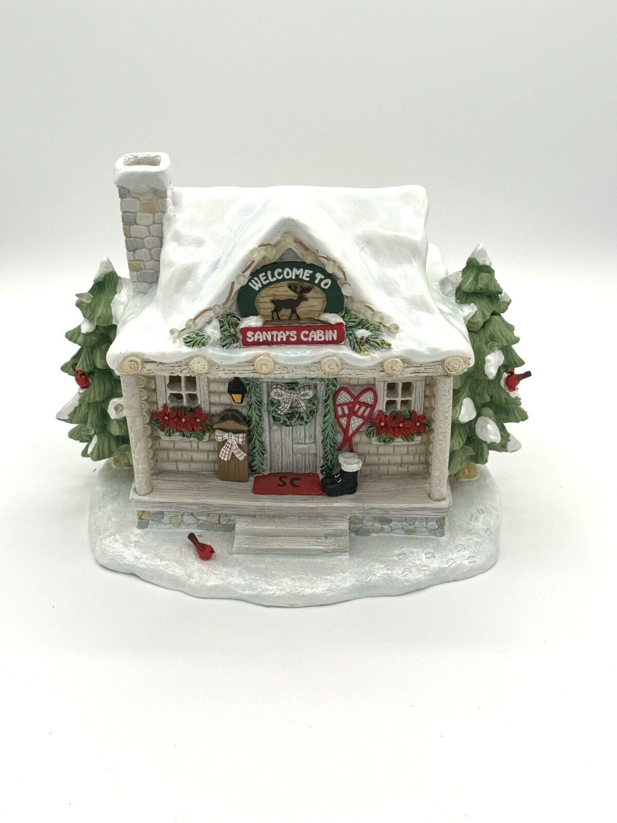 Lenox Santa\'s Lighted Log Cabin Figurine ~ Chimney Smoke LED Christmas ~ NIB