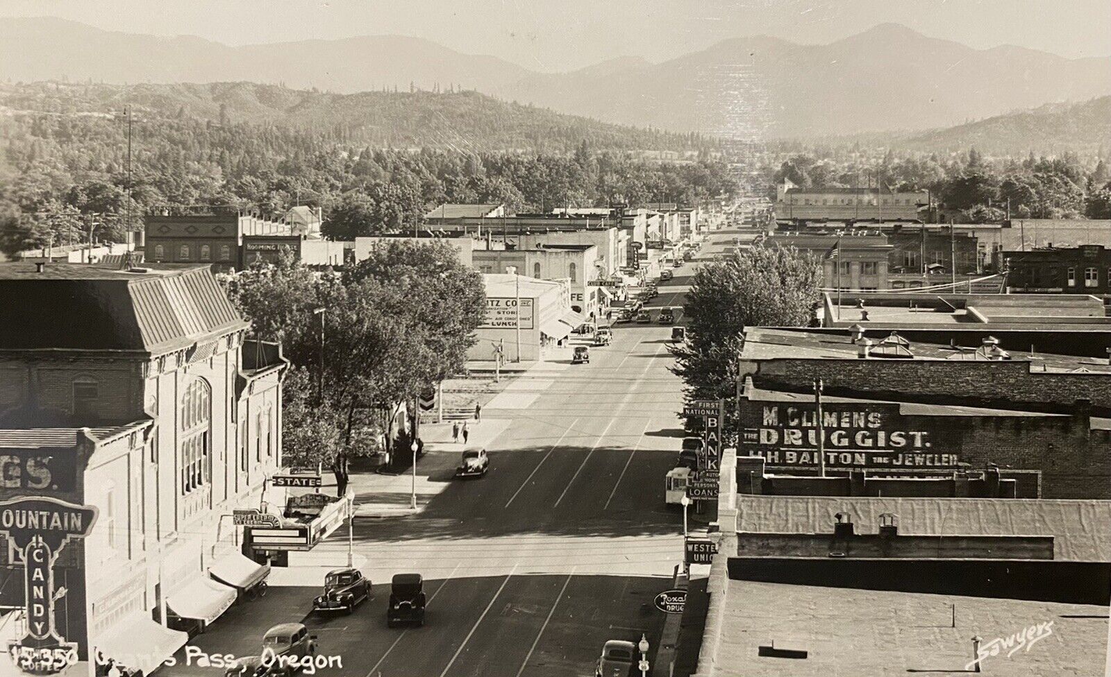 Grants Pass Oregon OR Main Street Antique RPPC Real Photo Postcard