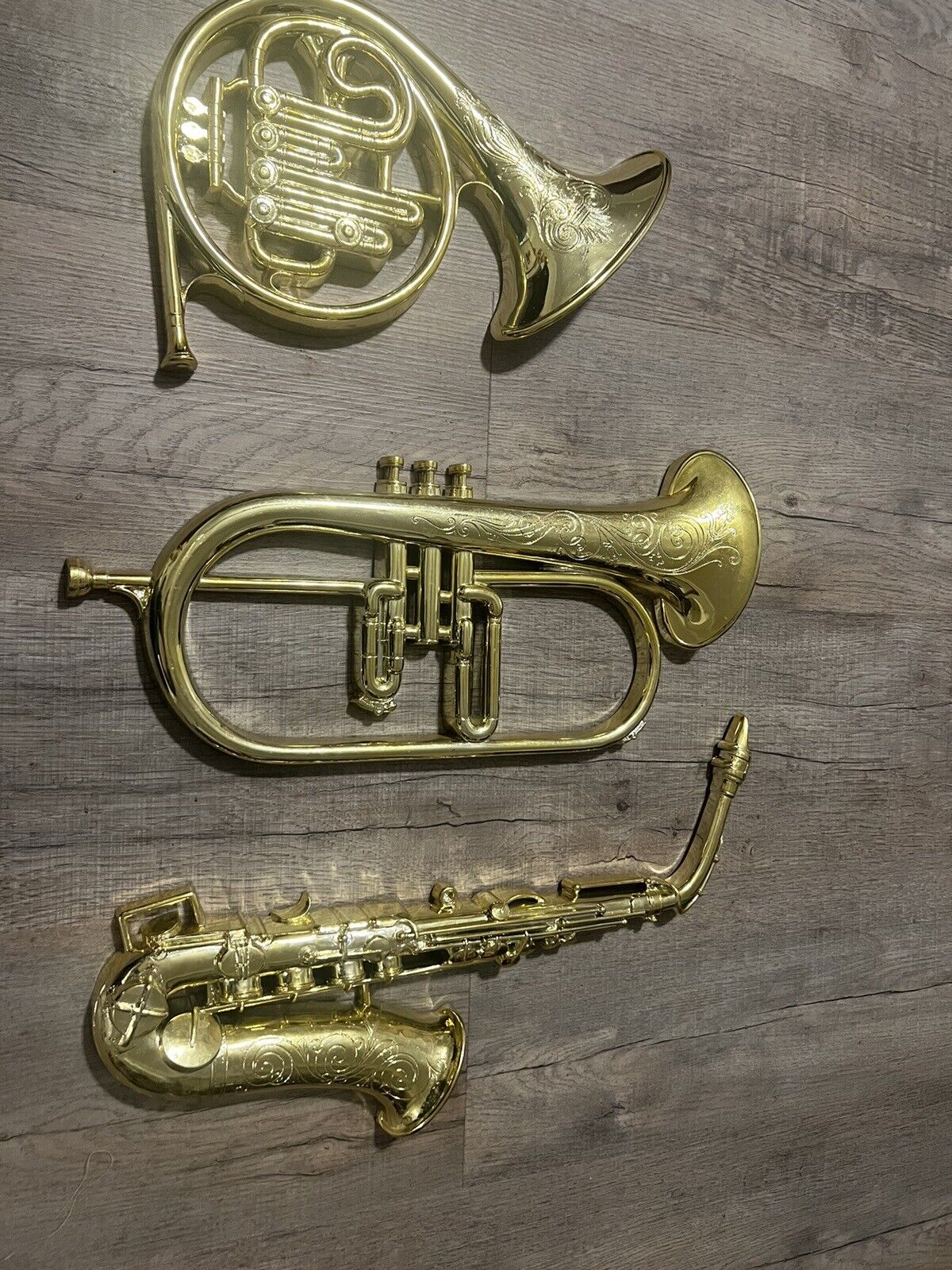 COMPLETE SET 1978 Syroco Musical Instruments Wall Hangings 7562 Horn Trumpet Sax
