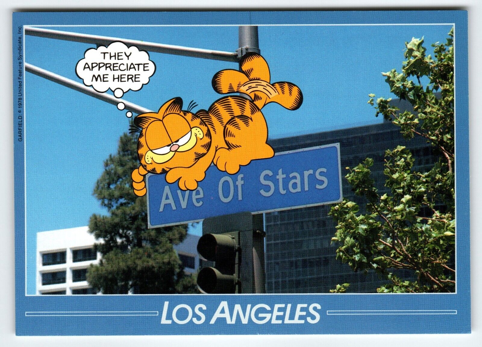 Garfield Cat Postcard Los Angeles California Ave Of Stars Jim Davis Retro 1970s