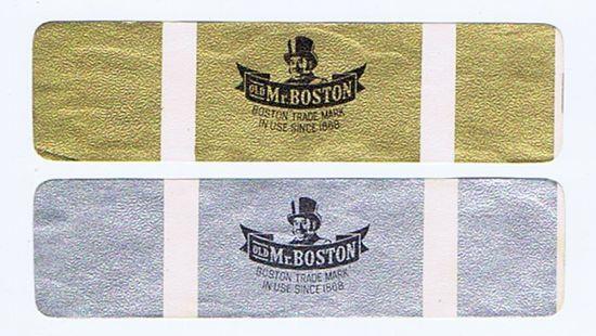 OLD MR BOSTON Since 1868 original logo antique labels gold silver top hat #105