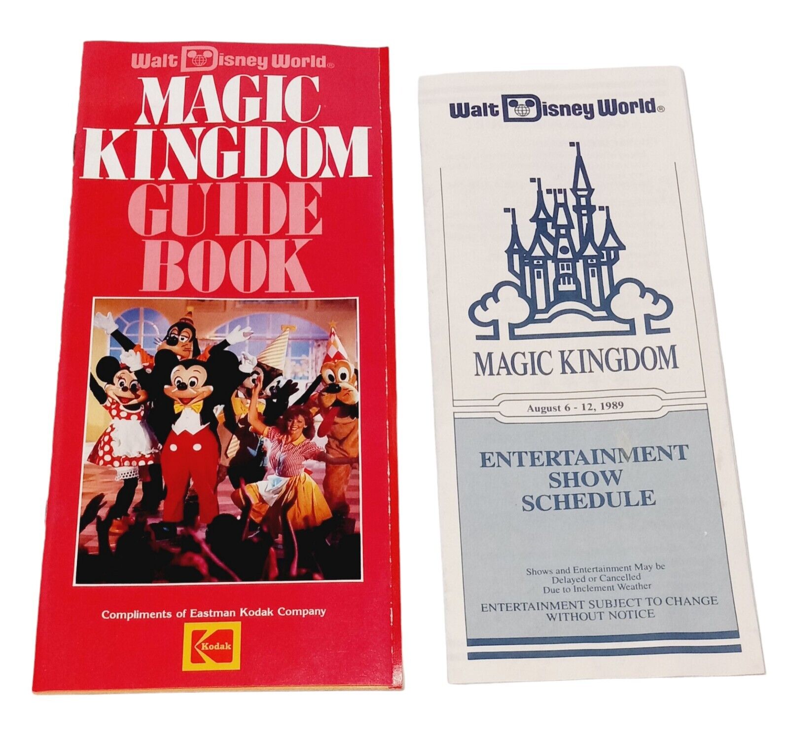 VINTAGE 1989 DISNEY MAGIC KINGDOM GUIDE BOOK & ENTERTAINMENT SHOW SCHEDULE