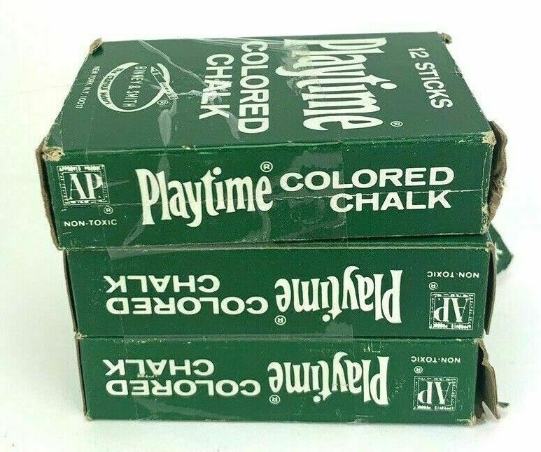 Vintage Playtime Colored Chalk Binney & Smith. 12 Sticks Per Pack (3Packs)