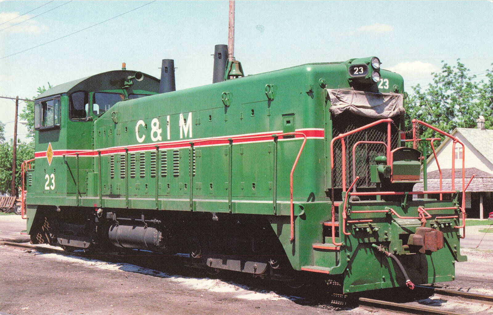 Postcard Chicago & Illinois Midland 23 Locomotive SW1200 Switcher Springfield IL