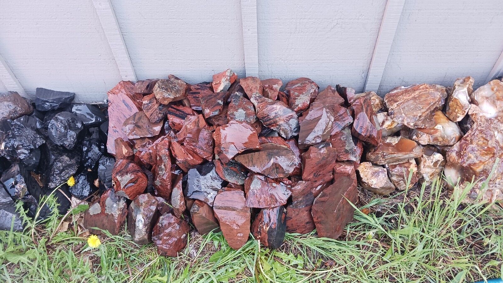 20 pounds of different types of Black & Brown obsidian rough rock for knapping 